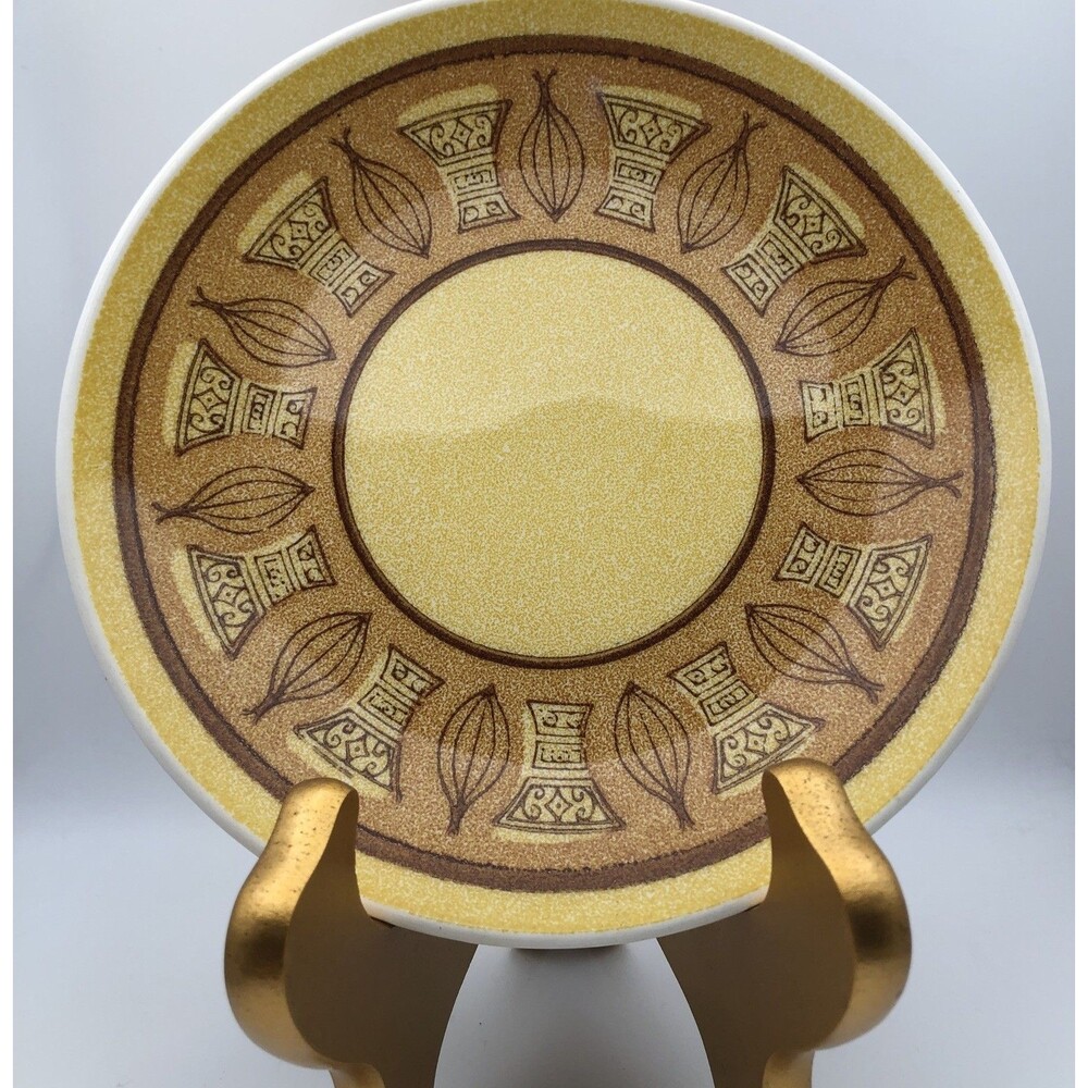 Vtg MCM Taylor Smith Taylor Atomic Onion Honey Gold Dessert Plates 6.5" Set of 5